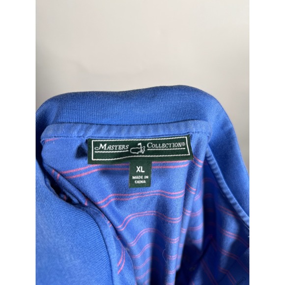 Masters Collection Mens Blue Pink Stripe Polo Shirt Golf Masters Tournament XL - Picture 6 of 9
